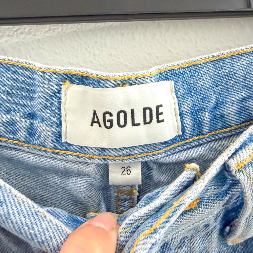 Agolde Parker Long 100% Cotton Denim Boho Preppy Festival Shorts 26 - Picture 5 of 6